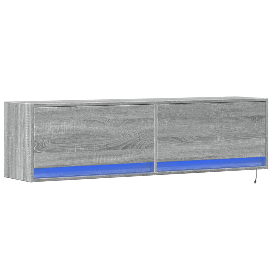 Tv-wandmeubel met LED-verlichting 140x31x38 cm grijs sonoma