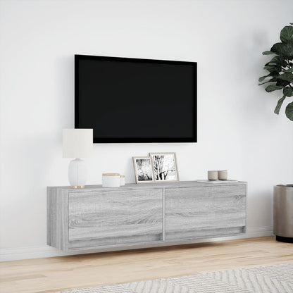 Tv-wandmeubel met LED-verlichting 140x31x38 cm grijs sonoma