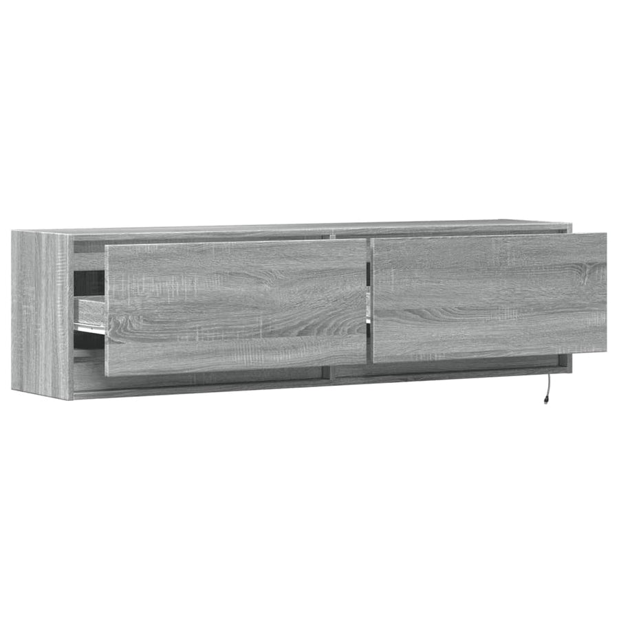 Tv-wandmeubel met LED-verlichting 140x31x38 cm grijs sonoma