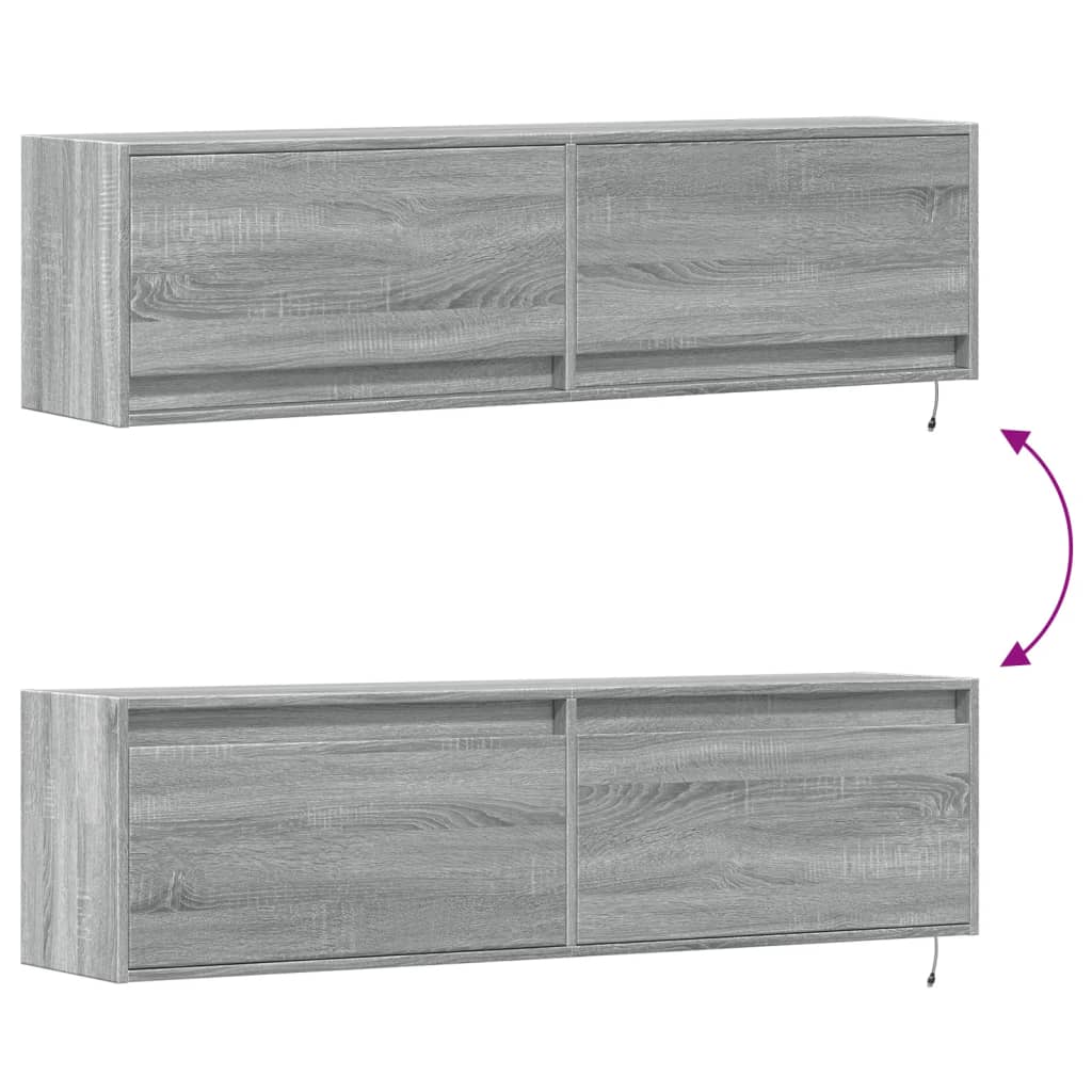 Tv-wandmeubel met LED-verlichting 140x31x38 cm grijs sonoma