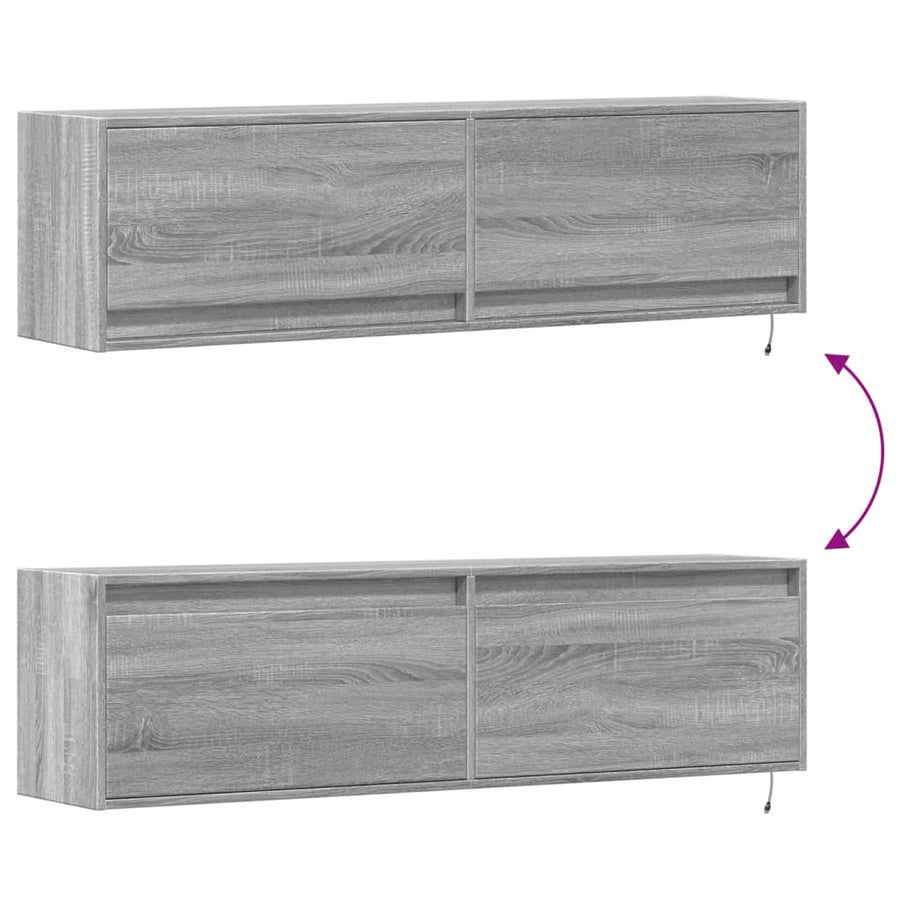 Tv-wandmeubel met LED-verlichting 140x31x38 cm grijs sonoma