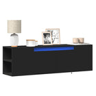 Tv-wandmeubel 135x31x39,5 cm zwart met led