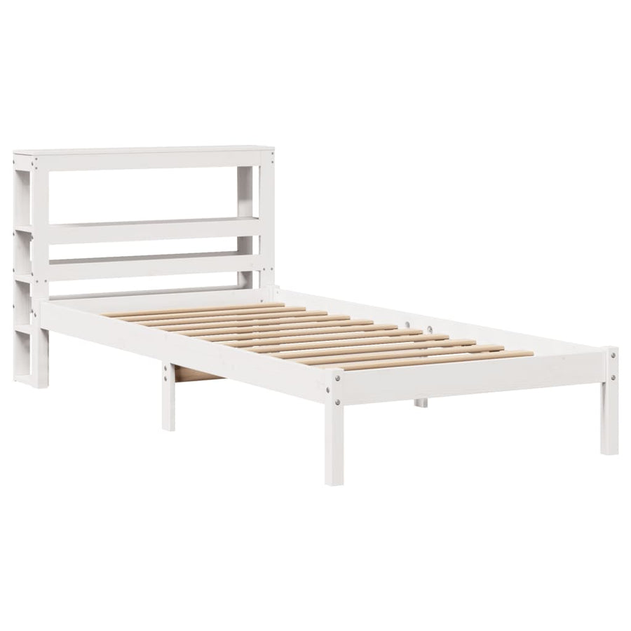Bedframe zonder matras massief grenenhout wit 75x190 cm
