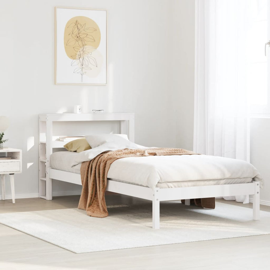 Bedframe zonder matras massief grenenhout wit 75x190 cm