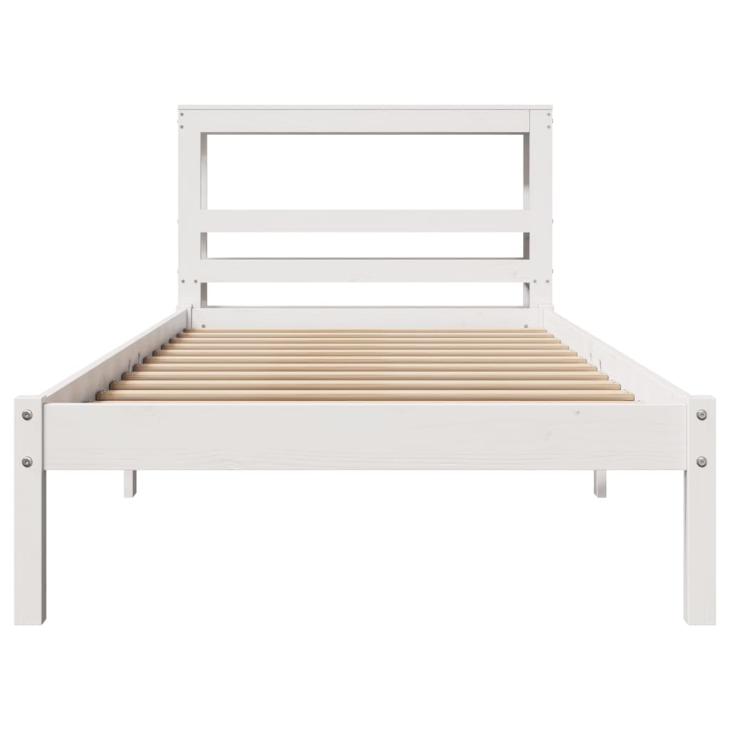 Bedframe zonder matras massief grenenhout wit 75x190 cm