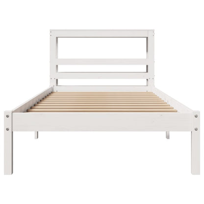 Bedframe zonder matras massief grenenhout wit 75x190 cm