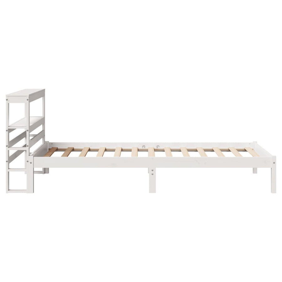 Bedframe zonder matras massief grenenhout wit 75x190 cm