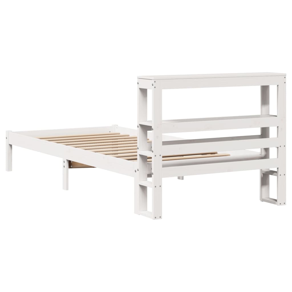 Bedframe zonder matras massief grenenhout wit 75x190 cm