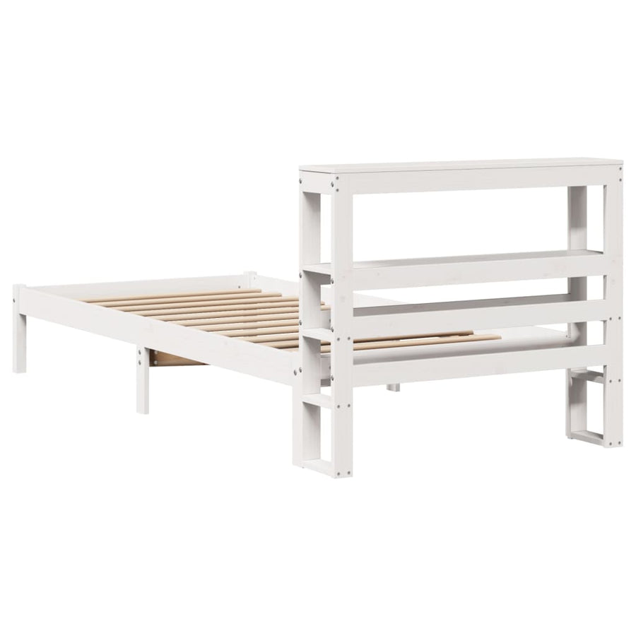 Bedframe zonder matras massief grenenhout wit 75x190 cm