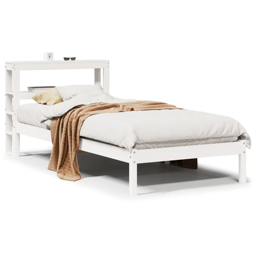 Bedframe zonder matras massief grenenhout wit 75x190 cm