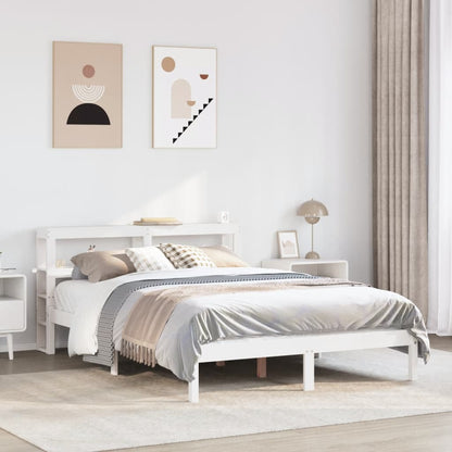 Bedframe zonder matras massief grenenhout wit 120x190 cm