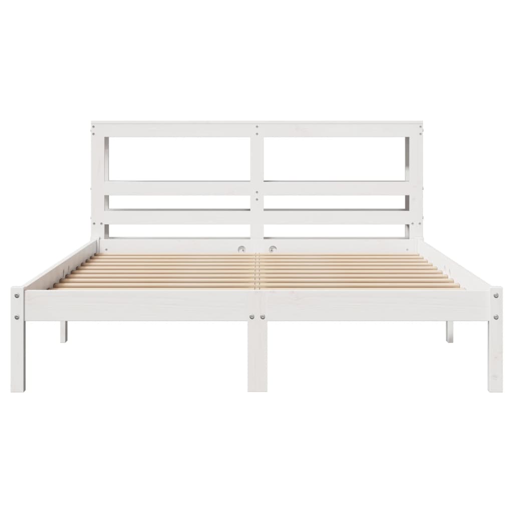 Bedframe zonder matras massief grenenhout wit 135x190 cm