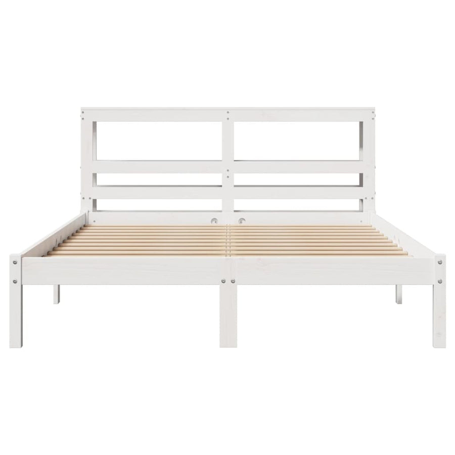 Bedframe zonder matras massief grenenhout wit 135x190 cm