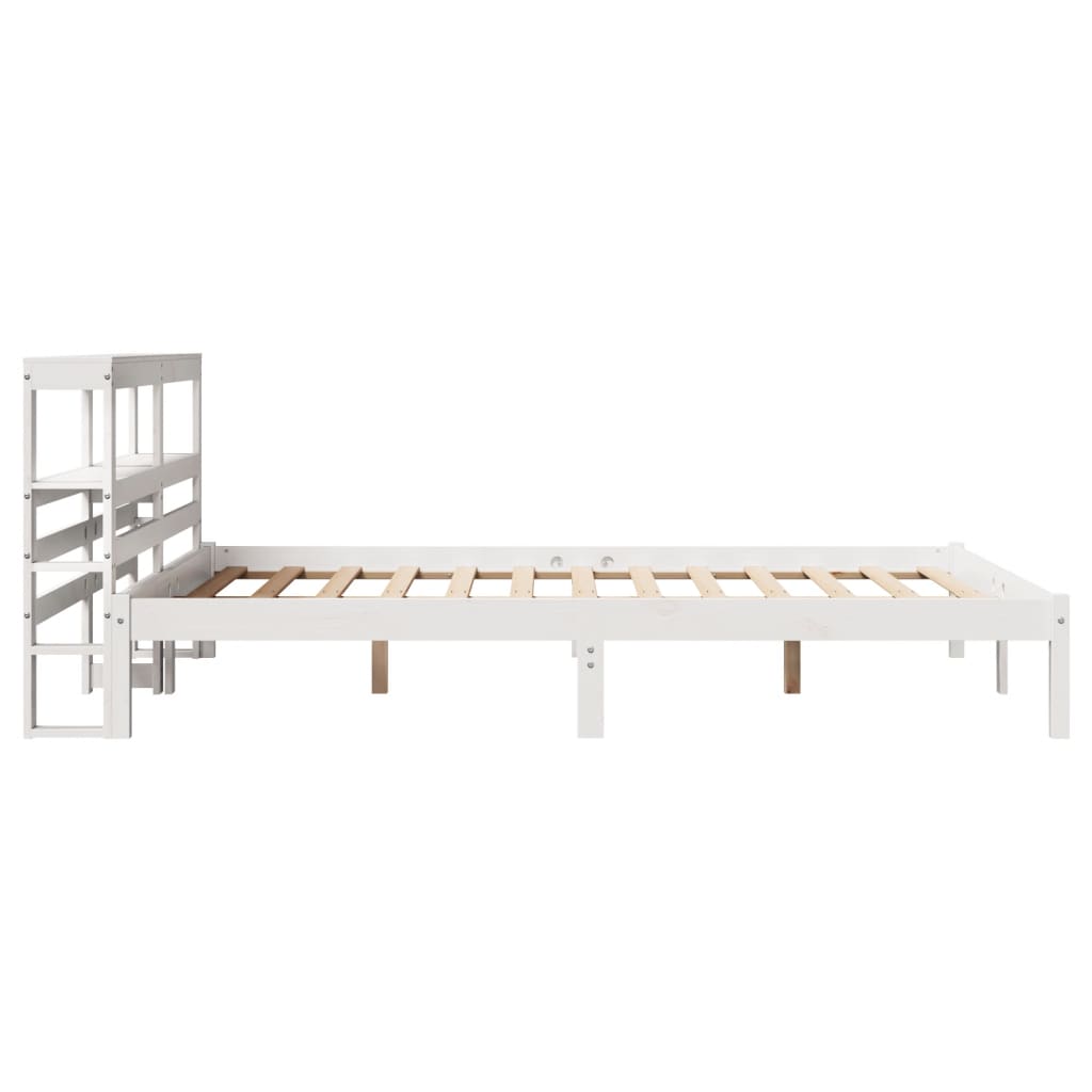 Bedframe zonder matras massief grenenhout wit 135x190 cm