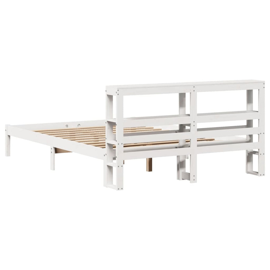 Bedframe zonder matras massief grenenhout wit 135x190 cm