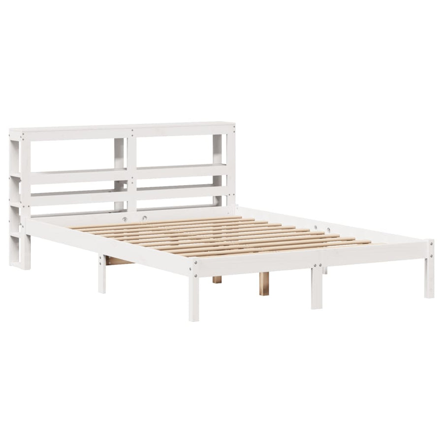 Bedframe zonder matras massief grenenhout wit 140x190 cm