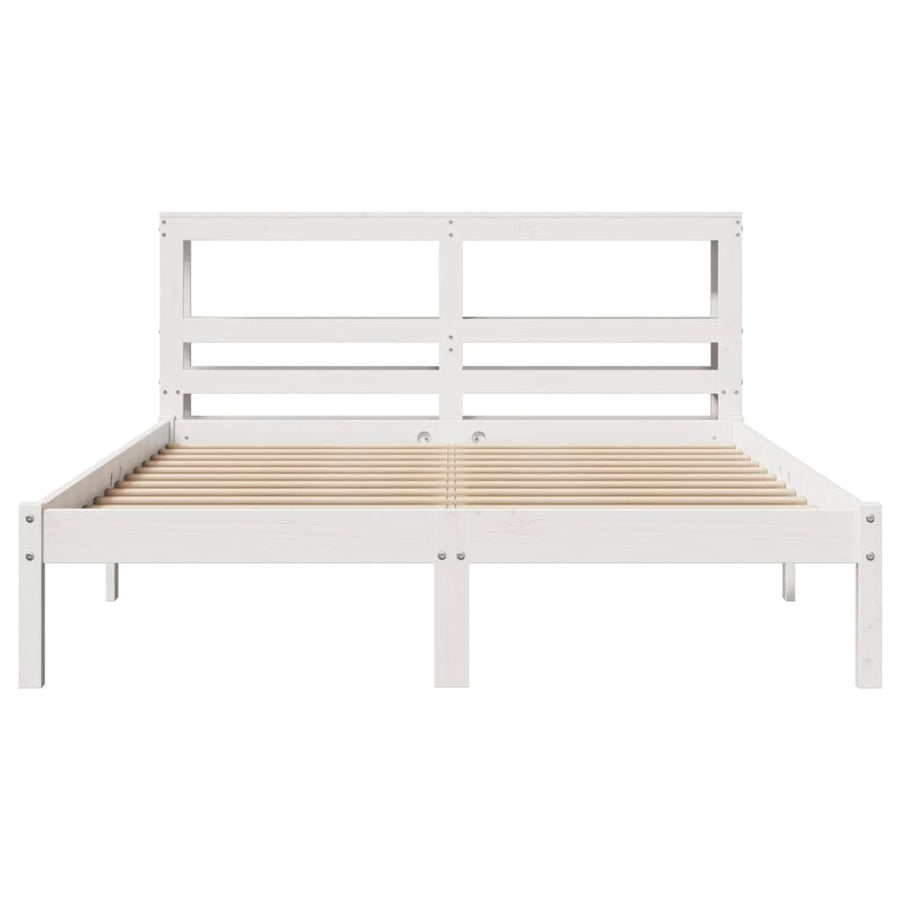 Bedframe zonder matras massief grenenhout wit 140x190 cm