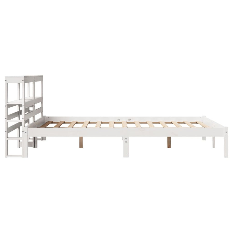 Bedframe zonder matras massief grenenhout wit 140x190 cm