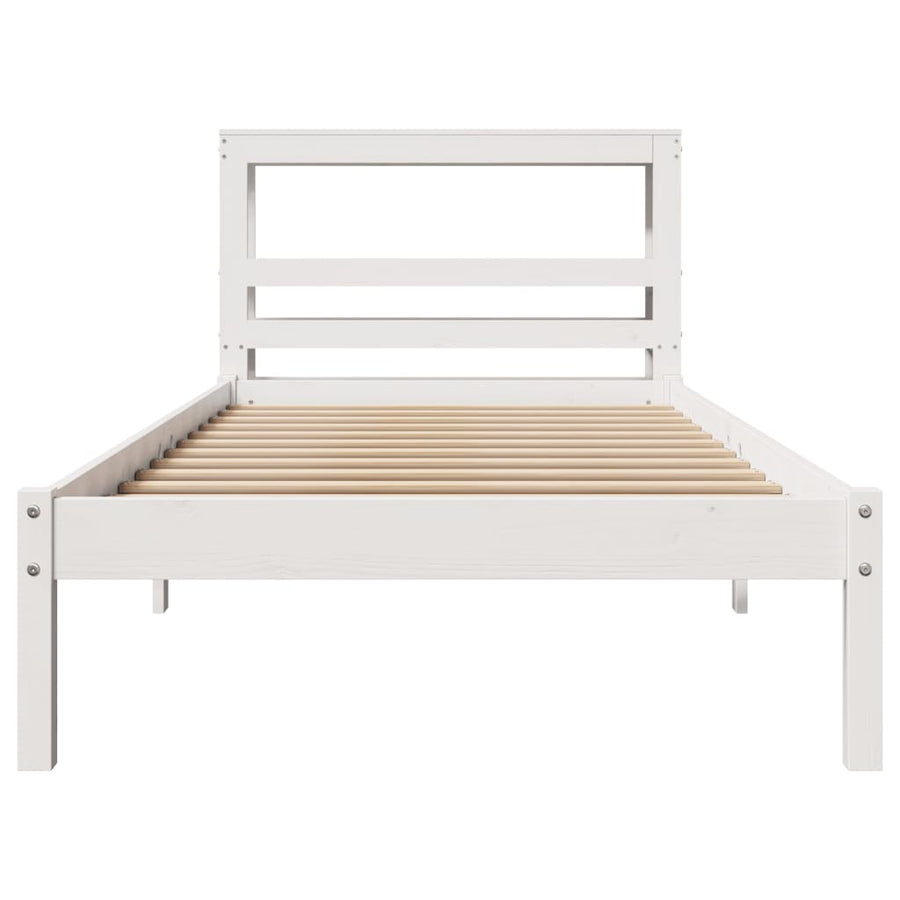 Bedframe Zonder Matras Massief Grenenhout 90 x 200 cm Wit
