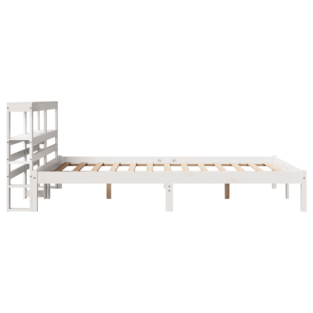 Bedframe zonder matras massief grenenhout wit 120x200 cm