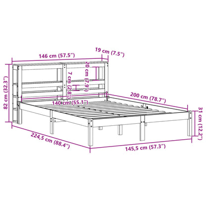 Bedframe zonder matras massief grenenhout wit 140x200 cm