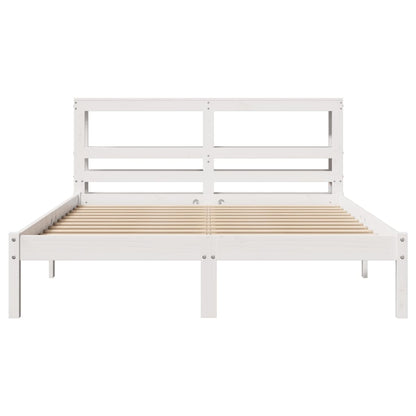 Bedframe zonder matras massief grenenhout wit 140x200 cm