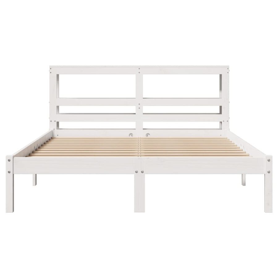 Bedframe zonder matras massief grenenhout wit 140x200 cm