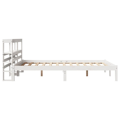 Bedframe zonder matras massief grenenhout wit 140x200 cm