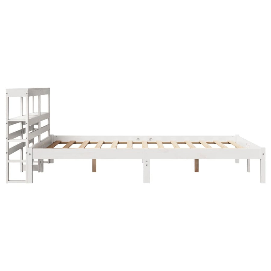 Bedframe zonder matras massief grenenhout wit 140x200 cm