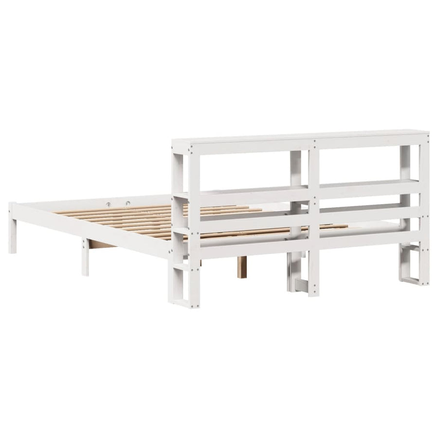Bedframe zonder matras massief grenenhout wit 140x200 cm