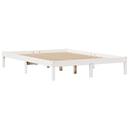 Bedframe zonder matras massief grenenhout wit 140x200 cm
