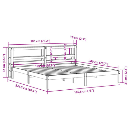 Bedframe zonder matras massief grenenhout 180x200 cm