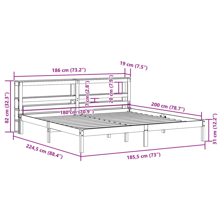 Bedframe zonder matras massief grenenhout 180x200 cm