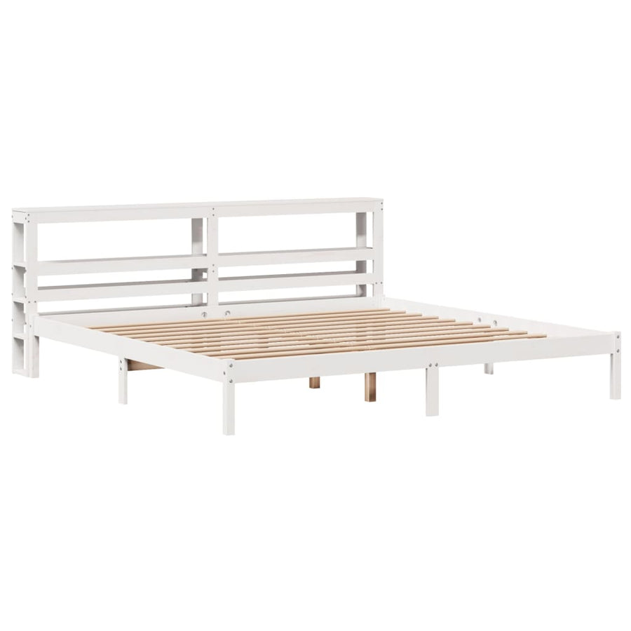 Bedframe zonder matras massief grenenhout wit 180x200 cm