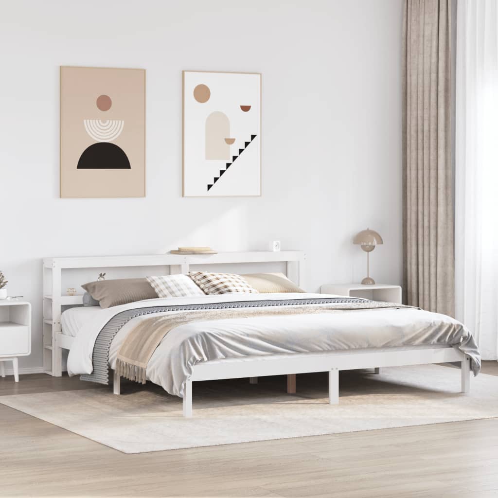 Bedframe zonder matras massief grenenhout wit 180x200 cm
