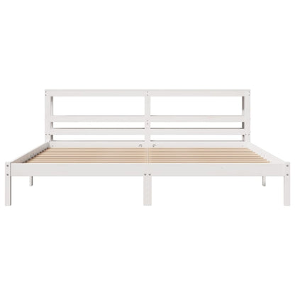 Bedframe zonder matras massief grenenhout wit 180x200 cm