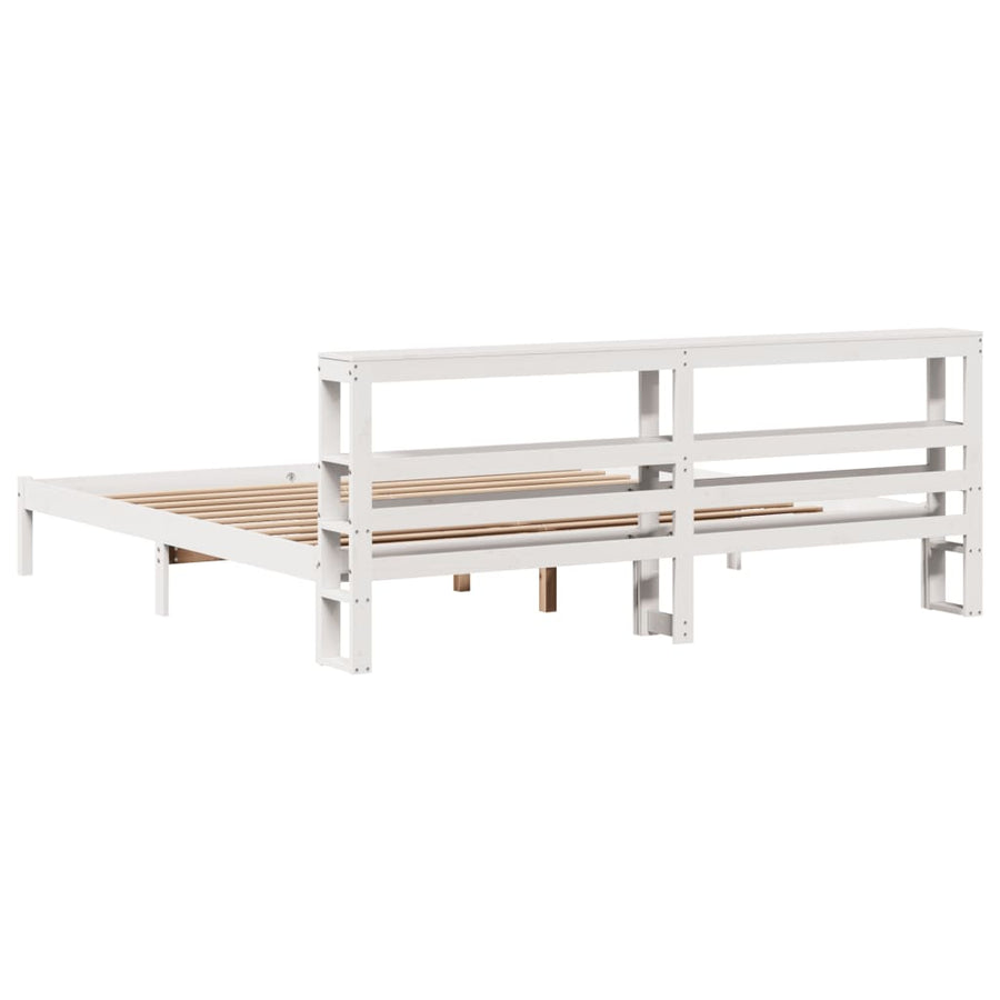 Bedframe zonder matras massief grenenhout wit 180x200 cm