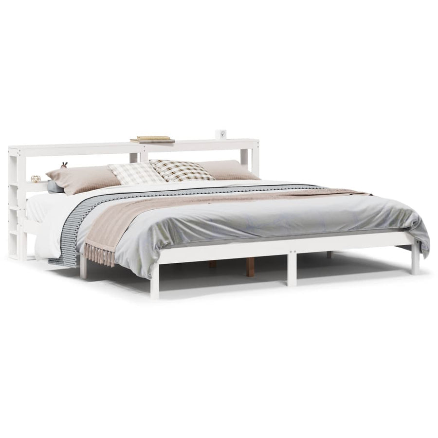 Bedframe zonder matras massief grenenhout wit 180x200 cm