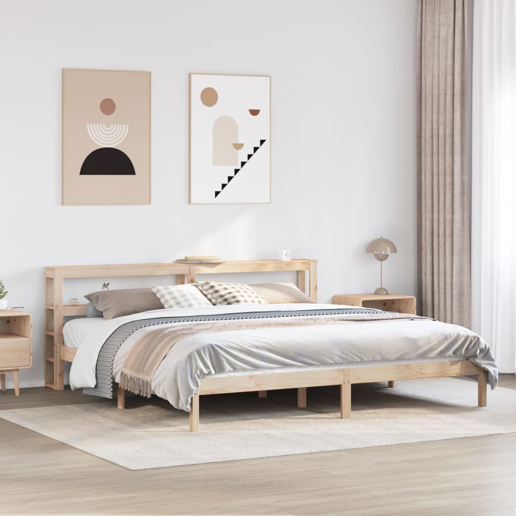 Bedframe Zonder Matras Massief Grenenhout 200 x 200 cm Naturel