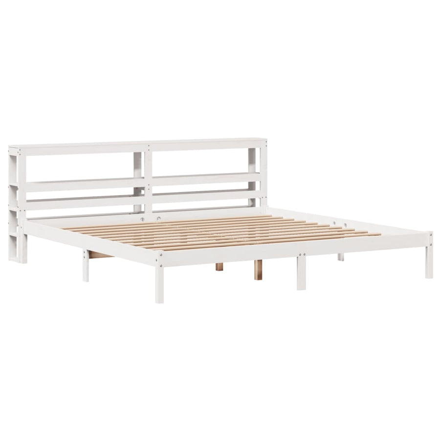 Bedframe zonder matras massief grenenhout wit 200x200 cm
