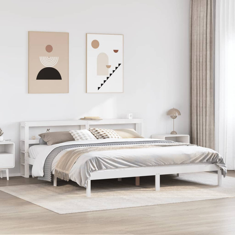 Bedframe zonder matras massief grenenhout wit 200x200 cm