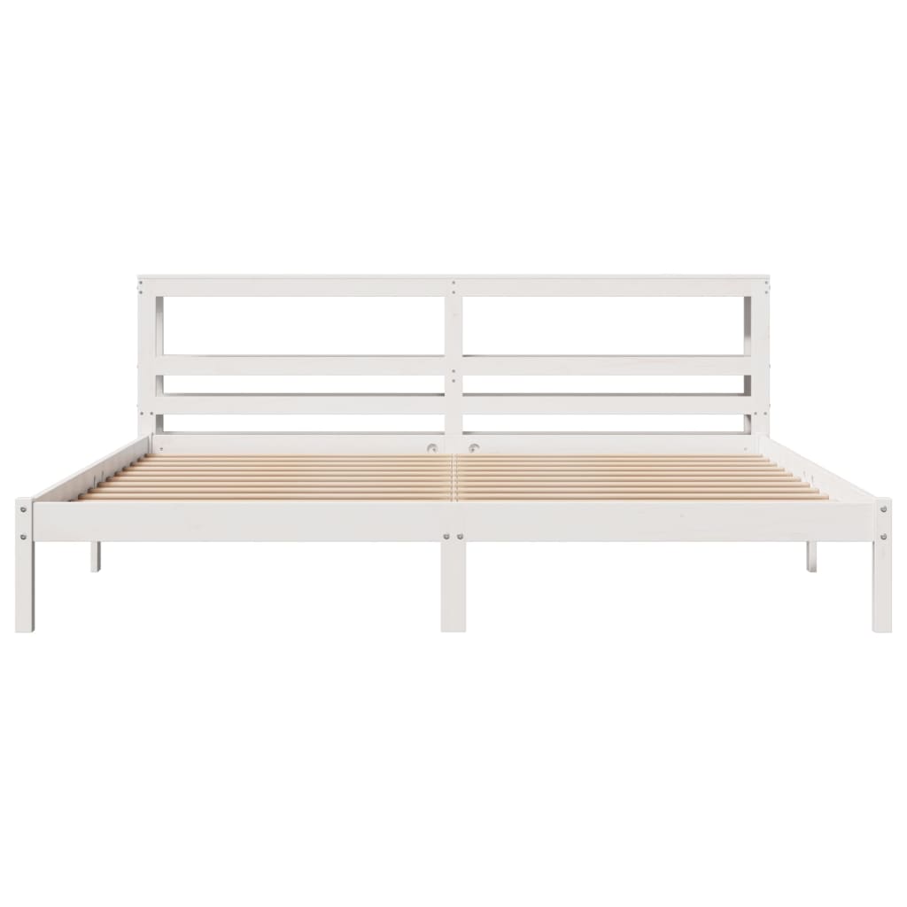 Bedframe zonder matras massief grenenhout wit 200x200 cm