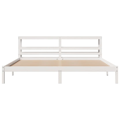 Bedframe zonder matras massief grenenhout wit 200x200 cm