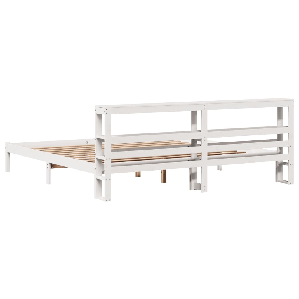 Bedframe zonder matras massief grenenhout wit 200x200 cm