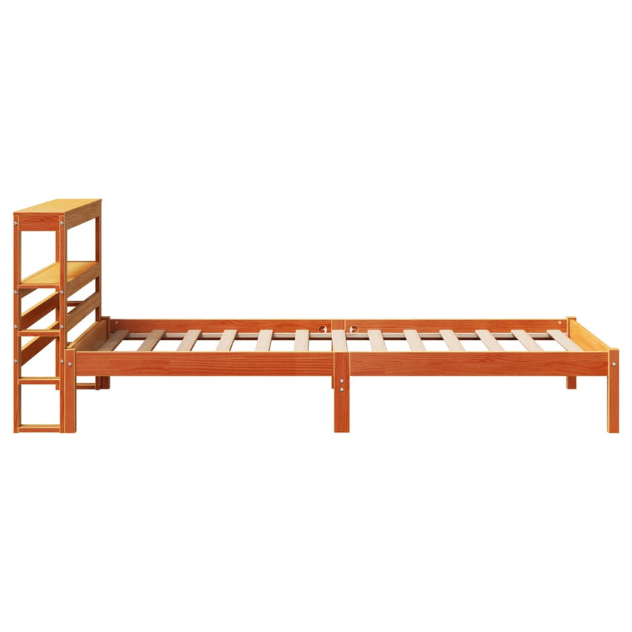 Bedframe met hoofdbord massief grenenhout wasbruin 75x190 cm