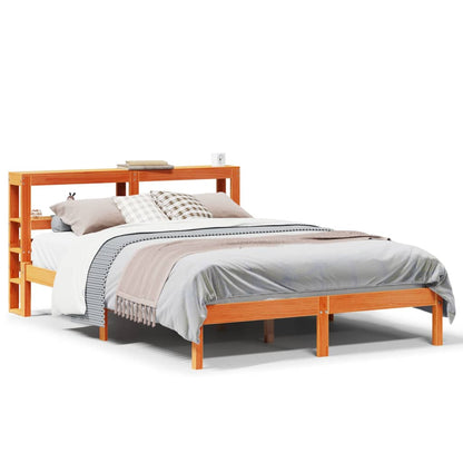 Bedframe met hoofdbord massief grenenhout wasbruin 120x190 cm