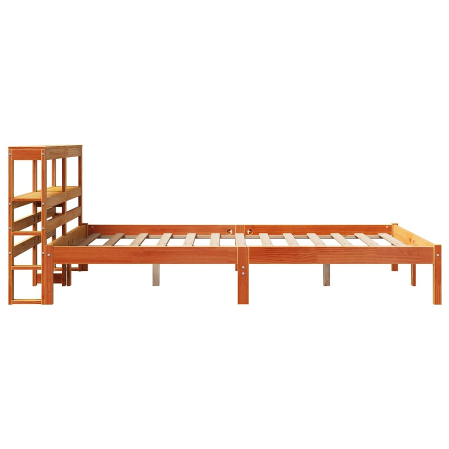 Bedframe met hoofdbord massief grenenhout wasbruin 140x190 cm