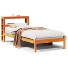 Bedframe met hoofdbord massief grenenhout wasbruin 100x200 cm