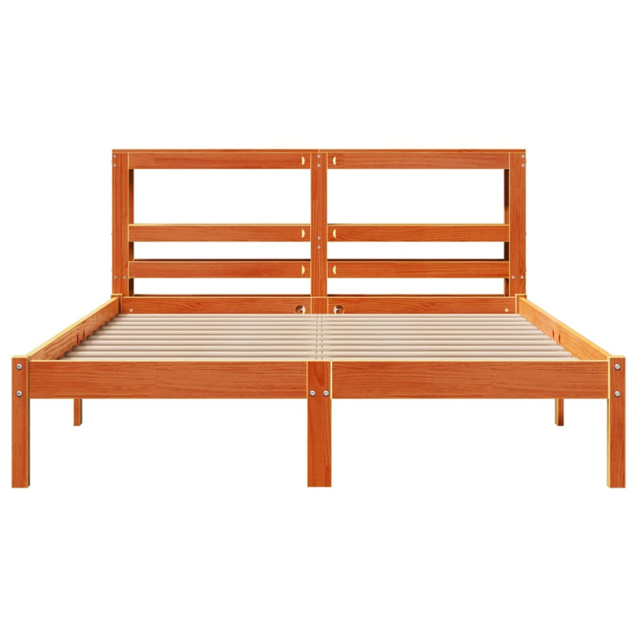 Bedframe met hoofdbord massief grenenhout wasbruin 120x200 cm