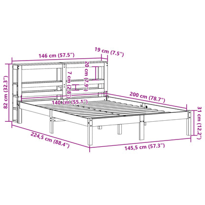 Bedframe met hoofdbord grenenhout wasbruin 140x200 cm